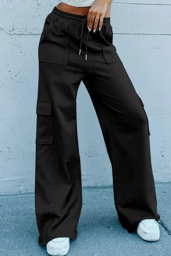 Multi Pockets High Waist Wide Leg Workout Pants