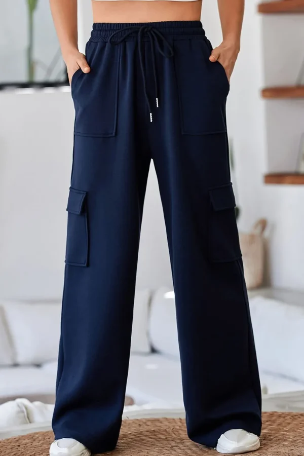 Multi Pockets High Waist Wide Leg Workout Pants