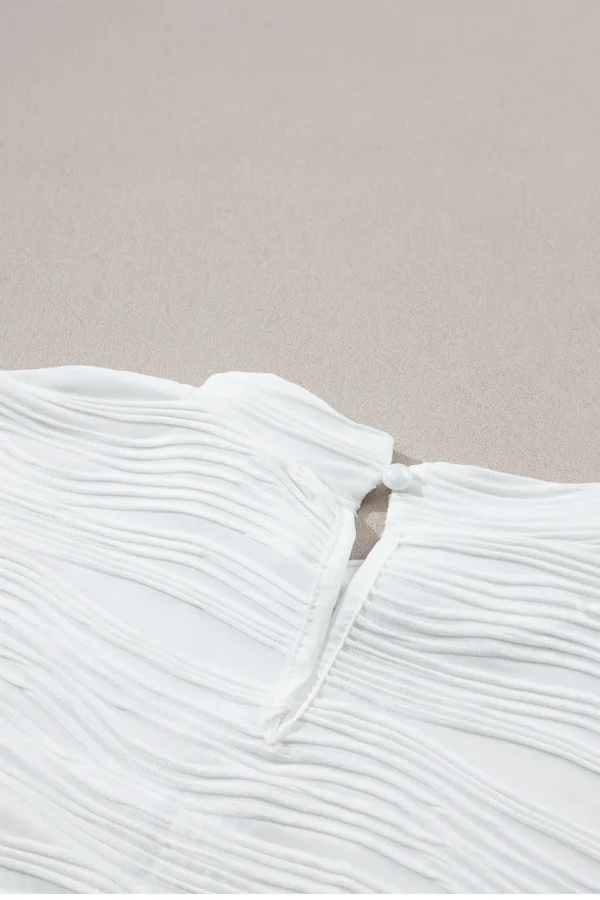 Textured Mock Neck Cap Sleeve Top