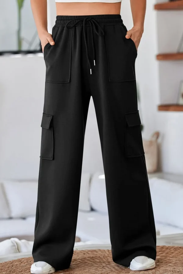 Multi Pockets High Waist Wide Leg Workout Pants