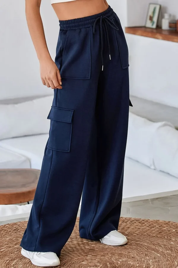 Multi Pockets High Waist Wide Leg Workout Pants
