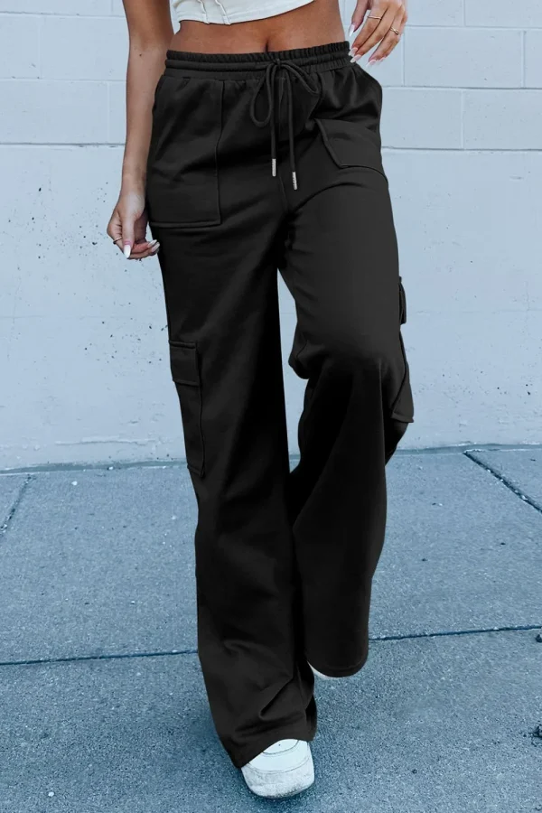Multi Pockets High Waist Wide Leg Workout Pants