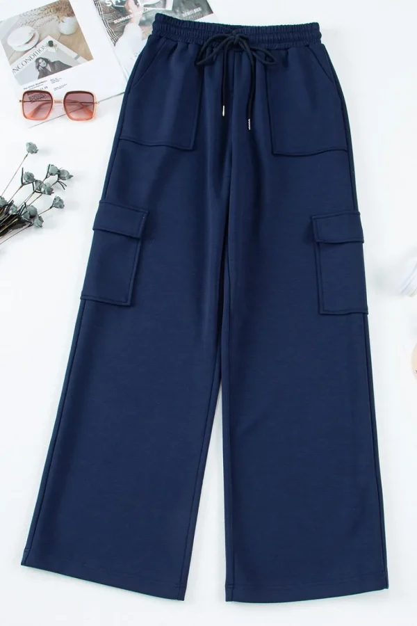 Multi Pockets High Waist Wide Leg Workout Pants