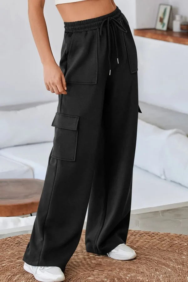 Multi Pockets High Waist Wide Leg Workout Pants